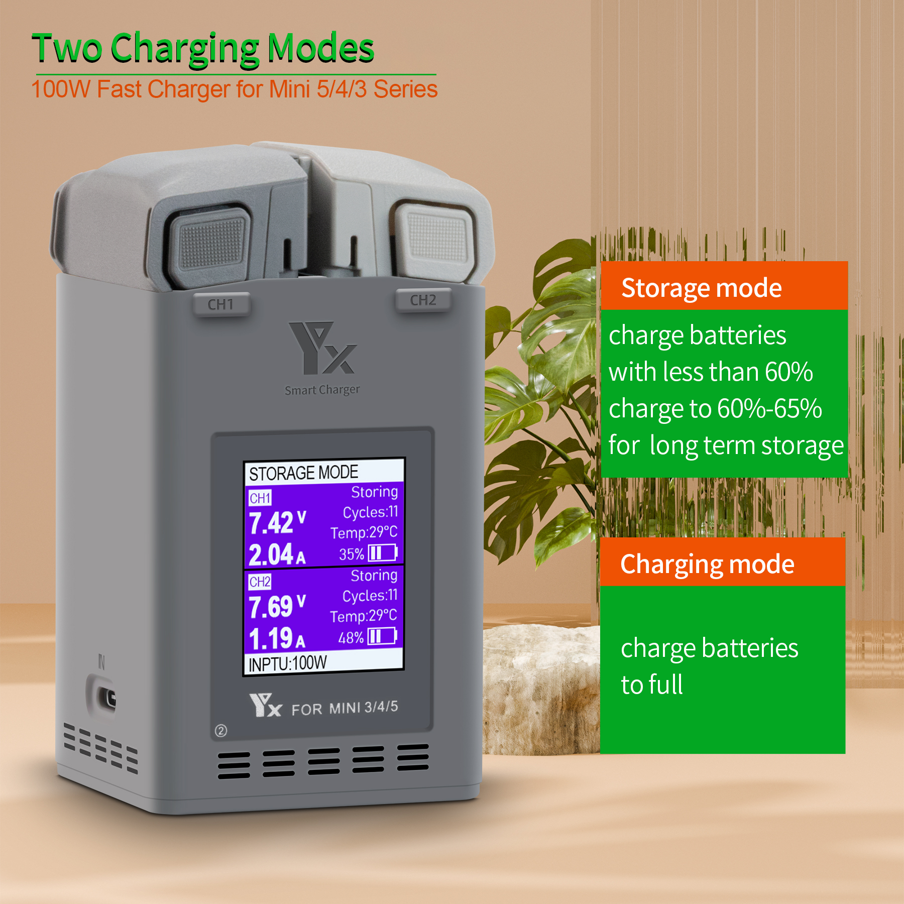 Drone Battery Adapter - 100W Intelligent Battery Charger for DJI