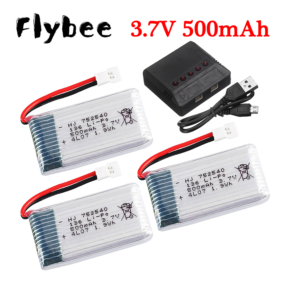 3.7V 500mAh 752540 Lipo Batter - Drone Battery Charger recensione e prezzo