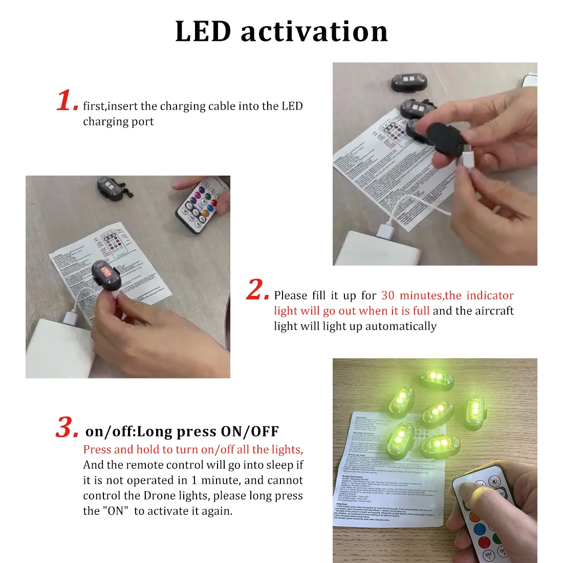 2/4/8Pcs Wireless Remote Contr - Drone Strobe Light recensione e prezzo