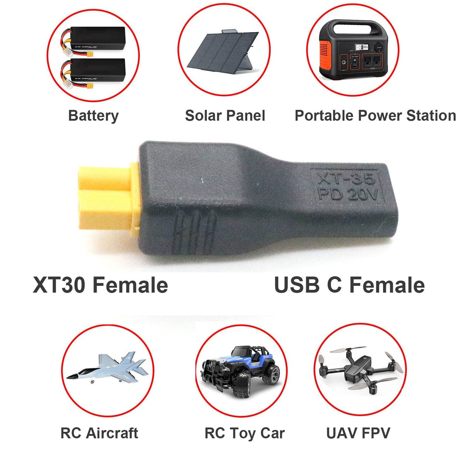 1pc USB Type C Female Input to - Drone Battery Adapter recensione e prezzo